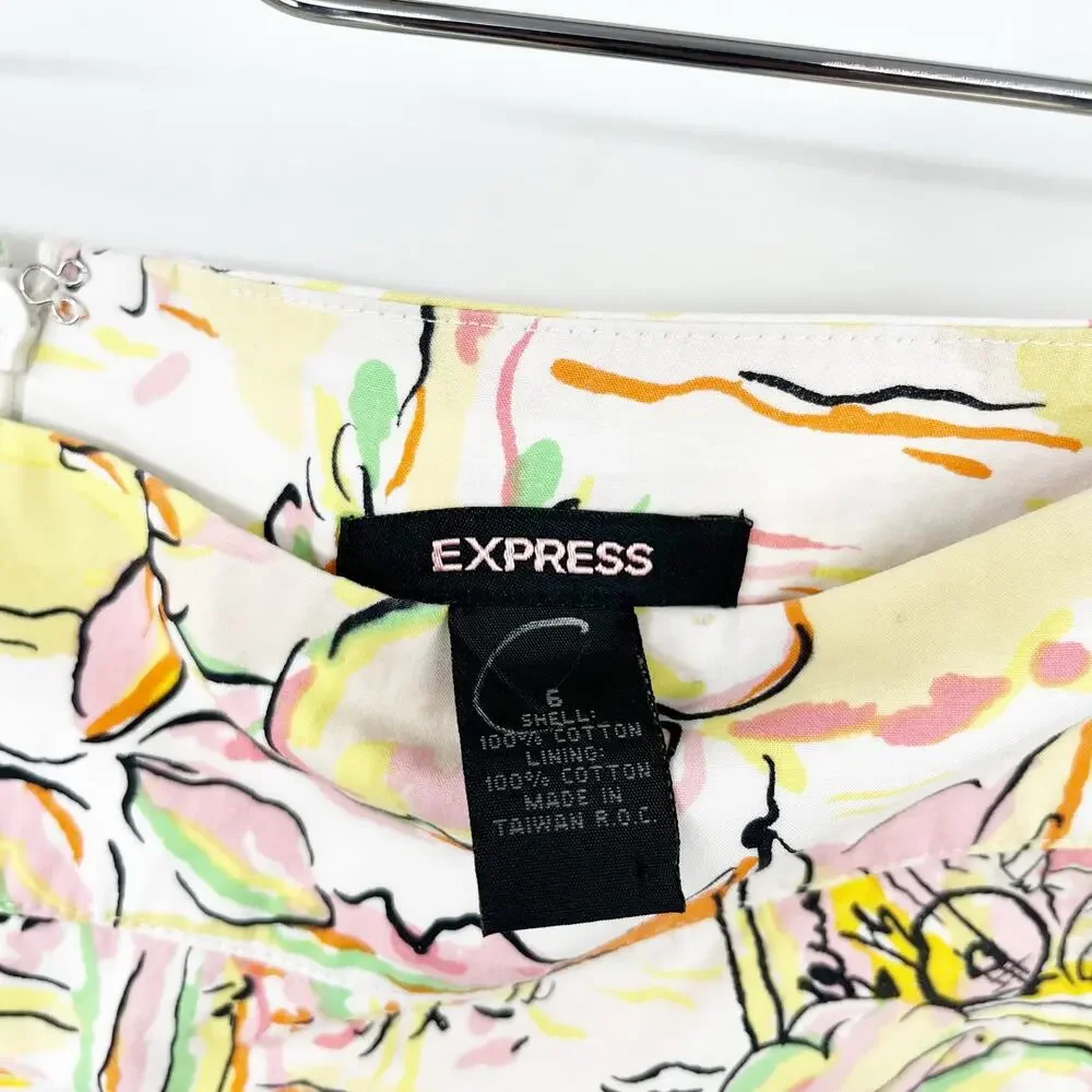 Express Womens Resort Beach Aloha‎ Hawaiian Tropical Floral A-Line Skirt Size 6